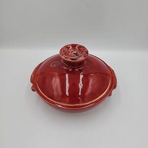 Studio Art Pottery Casserole Dish Lidded Stoneware Handles Handcrafted Signed